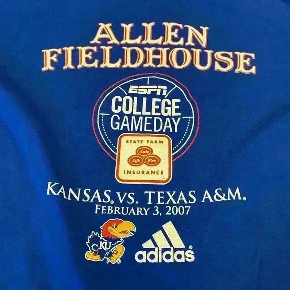 Kansas Jayhawks 2007 College Game Day Short Sleeve Shirt size XL color Blue - Picture 2 of 5